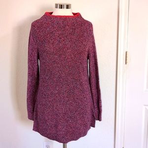 Loft M red white blue mock turtleneck sweater